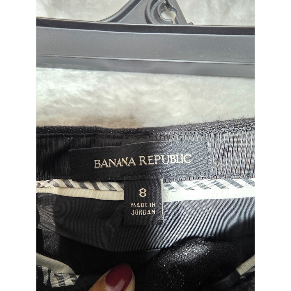 Banana Republic Avery Black Metallic Shimmer Wool Blend Ankle Pants Womens 8 - Picture 3 of 8
